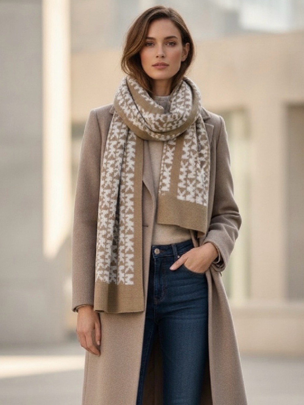 MICHAEL KORS REVERSIBLE MONOGRAM KNIT SCARF